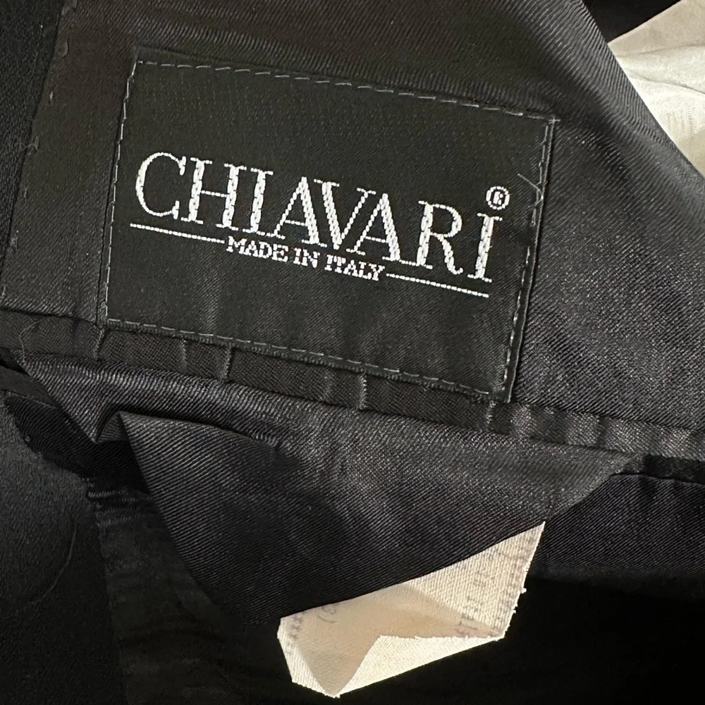 CHIAVARI Made in Italy Black Wool Blazer Classic Tailored 44R